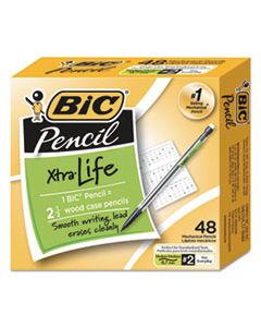 BICMP48BK XTRA SMOOTH MECHANICAL PENCIL, 0.7 MM, HB (#2.5), BLACK LEAD, CLEAR BARREL, 48/PACK