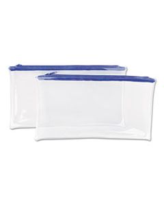 UNV69025 ZIPPERED WALLETS/CASES, 11 X 6, CLEAR/BLUE, 2/PACK