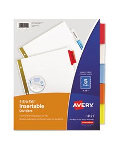 AVE11121 INSERTABLE BIG TAB DIVIDERS, 5-TAB, LETTER