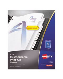 AVE11511 CUSTOMIZABLE PRINT-ON DIVIDERS, 5-TAB, LETTER