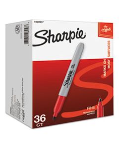 SAN1920937 FINE TIP PERMANENT MARKER, RED, 36/PACK