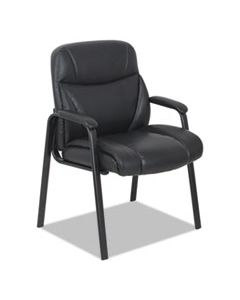 ALEVN4319 LEATHER GUEST CHAIR, 25.63" X 26" X 37.63", BLACK SEAT/BLACK BACK, BLACK BASE