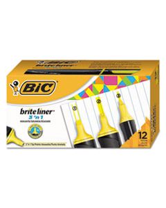 BICBL311YEL BRITE LINER 3 'N 1 HIGHLIGHTERS, 3 'N 1 CHISEL TIP, YELLOW, DOZEN