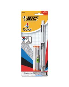 BICMMLP1AST 3 + 1 RETRACTABLE BALLPOINT PEN/PENCIL, BLACK/BLUE/RED INK, GRAY/WHITE BARREL