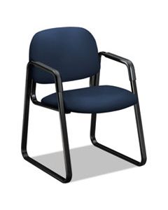 SOLUTIONS SEATING 4000 SERIES SLED BASE GUEST CHAIR, 23.5" X 26" X 33", NAVY SEAT, NAVY BACK, BLACK BASE