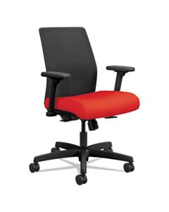 HONI2L1AMLC67T IGNITION 2.0 4-WAY STRETCH LOW-BACK MESH TASK CHAIR, SUPPORTS UP TO 300 LBS., RUBY SEAT, BLACK BACK, BLACK BASE