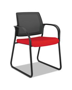 HONIB108IMCU67 IGNITION SERIES MESH BACK GUEST CHAIR WITH SLED BASE, 25" X 22" X 34", RUBY SEAT, BLACK BACK, BLACK BASE