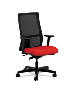 IGNITION SERIES MESH MID-BACK WORK CHAIR, SUPPORTS UP TO 300 LBS., RUBY SEAT/BLACK BACK, BLACK BASE