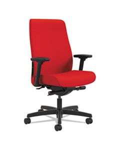 ENDORSE UPHOLSTERED MID-BACK WORK CHAIR, SUPPORTS UP TO 300 LBS., RUBY SEAT/RUBY BACK, BLACK BASE