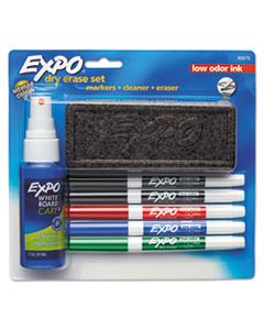 SAN80675 DRY ERASE MARKER, ERASER & CLEANER KIT, FINE BULLET TIP, ASSORTED COLORS, 5/SET