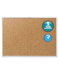 QRT2305 CLASSIC SERIES CORK BULLETIN BOARD, 60 X 36, SILVER ALUMINUM FRAME