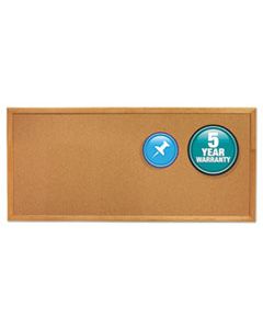 QRT300 CLASSIC SERIES SLIM LINE CORK BULLETIN BOARD, 12 X 36, OAK FINISH FRAME