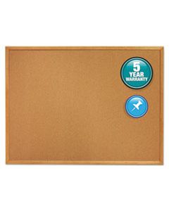 QRT304 CLASSIC SERIES CORK BULLETIN BOARD, 48 X 36, OAK FINISH FRAME