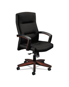 HON5001NWP40 5000 SERIES PARK AVENUE COLLECTION EXECUTIVE HIGH-BACK KNEE TILT CHAIR, UP TO 250 LBS., BLACK SEAT/BACK, MAHOGANY BASE