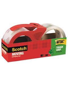 MMM350021RD TOUGH GRIP MOVING PACKAGING TAPE, 3" CORE, 1.88" X 54.6 YDS, CLEAR, 2/PACK