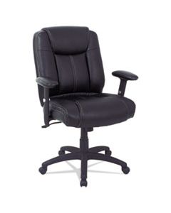 ALECC4219 ALERA CC SERIES EXECUTIVE MID-BACK LEATHER CHAIR WITH ADJUSTABLE ARMS, SUPPORTS UP TO 275 LBS., BLACK SEAT/BACK, BLACK BASE