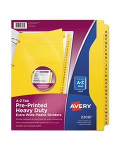 AVE23081 HEAVY-DUTY PREPRINTED PLASTIC TAB DIVIDERS, 26-TAB, A TO Z, 11 X 9, YELLOW, 1 SET