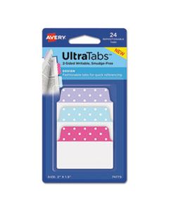 AVE74773 ULTRA TABS REPOSITIONABLE STANDARD TABS, 1/5-CUT TABS, ASSORTED DOTS, 2" WIDE, 24/PACK