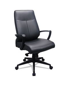EUTTP300 300 LEATHER HIGH-BACK CHAIR, SUPPORTS UP TO 250 LBS., BLACK SEAT/BLACK BACK, BLACK BASE