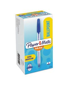 PAP2013159 INKJOY 50ST STICK BALLPOINT PEN, 1MM, BLUE INK, WHITE/BLUE BARREL, 24/PACK