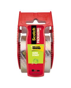 MMM145 SURE START PACKAGING TAPE WITH DISPENSER, 1.5" CORE, 1.88" X 22.2 YDS, CLEAR