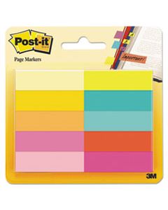 MMM67010AB PAGE FLAG MARKERS, ASSORTED BRIGHT COLORS, 50 SHEETS/PAD, 10 PADS/PACK