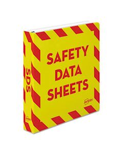 AVE18950 HEAVY-DUTY PREPRINTED SAFETY DATA SHEET BINDER, 3 RINGS, 1.5" CAPACITY, 11 X 8.5, YELLOW/RED