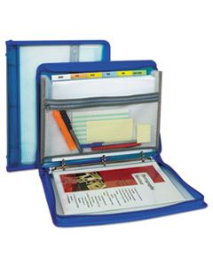 CLI48115 ZIPPERED BINDER W/ EXPANDING FILE, 2" OVERALL EXPANSION, 7 SECTIONS, LETTER SIZE, BRIGHT BLUE