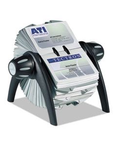 DBL241701 VISIFIX FLIP ROTARY BUSINESS CARD FILE, HOLDS 400 4 1/8 X 2 7/8 CARDS, BLACK/SR