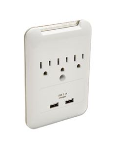 IVR71750 WALL SURGE PROTECTOR, 3 OUTLETS/2 USB CHARGING PORTS, 540 JOULES, WHITE