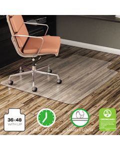 DEFCM21112COM ECONOMAT ALL DAY USE CHAIR MAT FOR HARD, LIP, 36 X 48, LOW PILE, SMOOTH, CLEAR