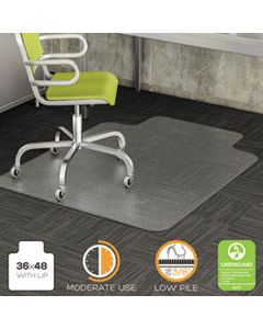 DEFCM13113COM DURAMAT MODERATE USE CHAIR MAT, LOW PILE CARPET, ROLL, 36 X 48, LIPPED, CLEAR