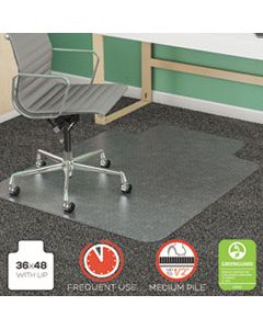 DEFCM14113COM SUPERMAT FREQUENT USE CHAIR MAT, MED PILE CARPET, ROLL, 36 X 48, LIPPED, CLEAR