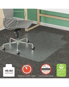 DEFCM14432F SUPERMAT FREQUENT USE CHAIR MAT FOR MEDIUM PILE CARPET, 46 X 60, WIDE LIPPED, CLEAR