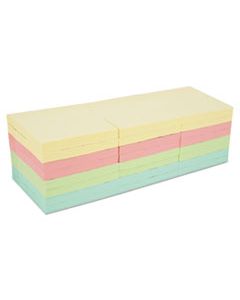 UNV35695 SELF-STICK NOTE PADS, 3" X 3", PASTEL, 90-SHEET, 24 PADS/PACK