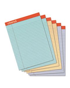 UNV35878 PERFORATED WRITING PADS, WIDE/LEGAL RULE, 8.5 X 11.75, ASSORTED SHEET COLORS, 50 SHEETS, 6/PACK