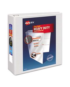 AVE79104 HEAVY-DUTY VIEW BINDER WITH DURAHINGE AND LOCKING ONE TOUCH EZD RINGS, 3 RINGS, 4" CAPACITY, 11 X 8.5, WHITE