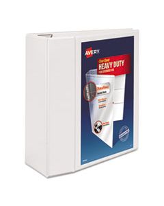 AVE79106 HEAVY-DUTY VIEW BINDER WITH DURAHINGE AND LOCKING ONE TOUCH EZD RINGS, 3 RINGS, 5" CAPACITY, 11 X 8.5, WHITE