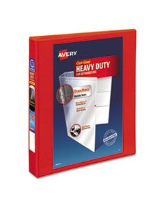 AVE79170 HEAVY-DUTY VIEW BINDER WITH DURAHINGE AND LOCKING ONE TOUCH EZD RINGS, 3 RINGS, 1" CAPACITY, 11 X 8.5, RED
