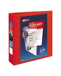 AVE79225 HEAVY-DUTY VIEW BINDER WITH DURAHINGE AND LOCKING ONE TOUCH EZD RINGS, 3 RINGS, 2" CAPACITY, 11 X 8.5, RED