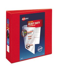 AVE79325 HEAVY-DUTY VIEW BINDER WITH DURAHINGE AND LOCKING ONE TOUCH EZD RINGS, 3 RINGS, 3" CAPACITY, 11 X 8.5, RED