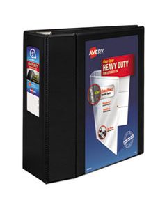 AVE79606 HEAVY-DUTY VIEW BINDER WITH DURAHINGE AND LOCKING ONE TOUCH EZD RINGS, 3 RINGS, 5" CAPACITY, 11 X 8.5, BLACK