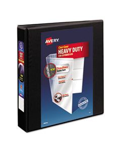 AVE79695 HEAVY-DUTY VIEW BINDER WITH DURAHINGE AND LOCKING ONE TOUCH EZD RINGS, 3 RINGS, 1.5" CAPACITY, 11 X 8.5, BLACK