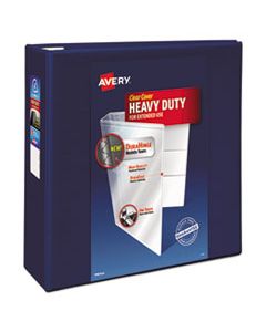 AVE79804 HEAVY-DUTY VIEW BINDER WITH DURAHINGE AND LOCKING ONE TOUCH EZD RINGS, 3 RINGS, 4" CAPACITY, 11 X 8.5, NAVY BLUE