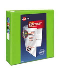 AVE79812 HEAVY-DUTY VIEW BINDER WITH DURAHINGE AND LOCKING ONE TOUCH EZD RINGS, 3 RINGS, 4" CAPACITY, 11 X 8.5, CHARTREUSE