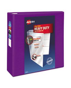 AVE79813 HEAVY-DUTY VIEW BINDER WITH DURAHINGE AND LOCKING ONE TOUCH EZD RINGS, 3 RINGS, 4" CAPACITY, 11 X 8.5, PURPLE