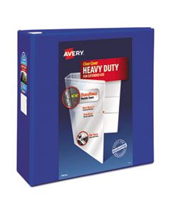 AVE79814 HEAVY-DUTY VIEW BINDER WITH DURAHINGE AND LOCKING ONE TOUCH EZD RINGS, 3 RINGS, 4" CAPACITY, 11 X 8.5, PACIFIC BLUE
