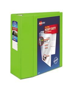 AVE79815 HEAVY-DUTY VIEW BINDER WITH DURAHINGE AND LOCKING ONE TOUCH EZD RINGS, 3 RINGS, 5" CAPACITY, 11 X 8.5, CHARTREUSE