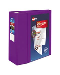 AVE79816 HEAVY-DUTY VIEW BINDER WITH DURAHINGE AND LOCKING ONE TOUCH EZD RINGS, 3 RINGS, 5" CAPACITY, 11 X 8.5, PURPLE