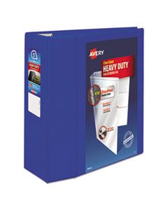 AVE79817 HEAVY-DUTY VIEW BINDER WITH DURAHINGE AND LOCKING ONE TOUCH EZD RINGS, 3 RINGS, 5" CAPACITY, 11 X 8.5, PACIFIC BLUE